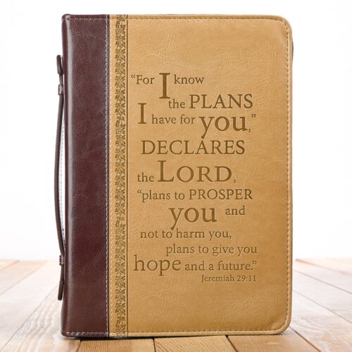 Tan Faux Leather Bible Cover for Men and Women