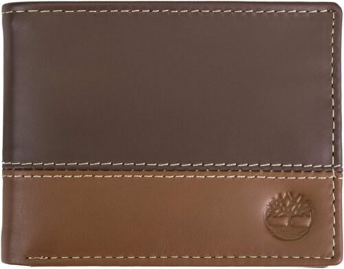 Timberland Men's Leather Passcase Wallet Trifold Wallet Hybrid