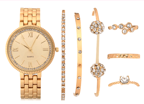 Mixit Womens Gold Tone 7-pc Watch