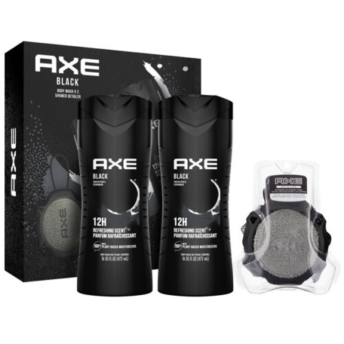 AXE Black Body Wash Gift Set with Shower Tool 3pc
