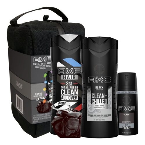 AXE Black Holiday Gift Set with Bonus Shower Bag and Pouf