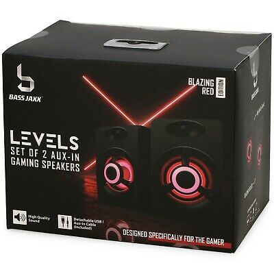 Bass Jaxx Levels Set of 2 Aux-in LED Light PC Gaming Speakers