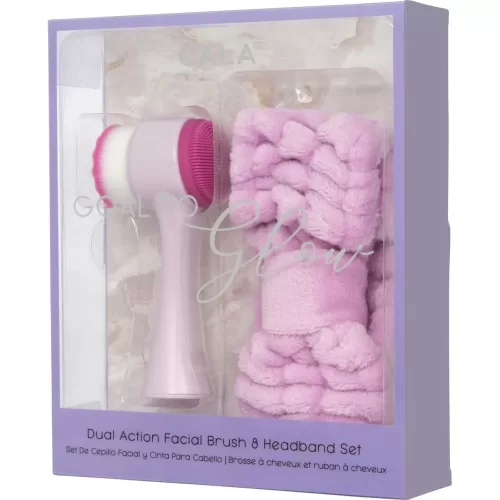 CALA Dual Action Facial Brush & Headband Set-Purple