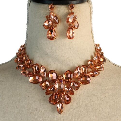 Crystal Teardrop Necklace Set