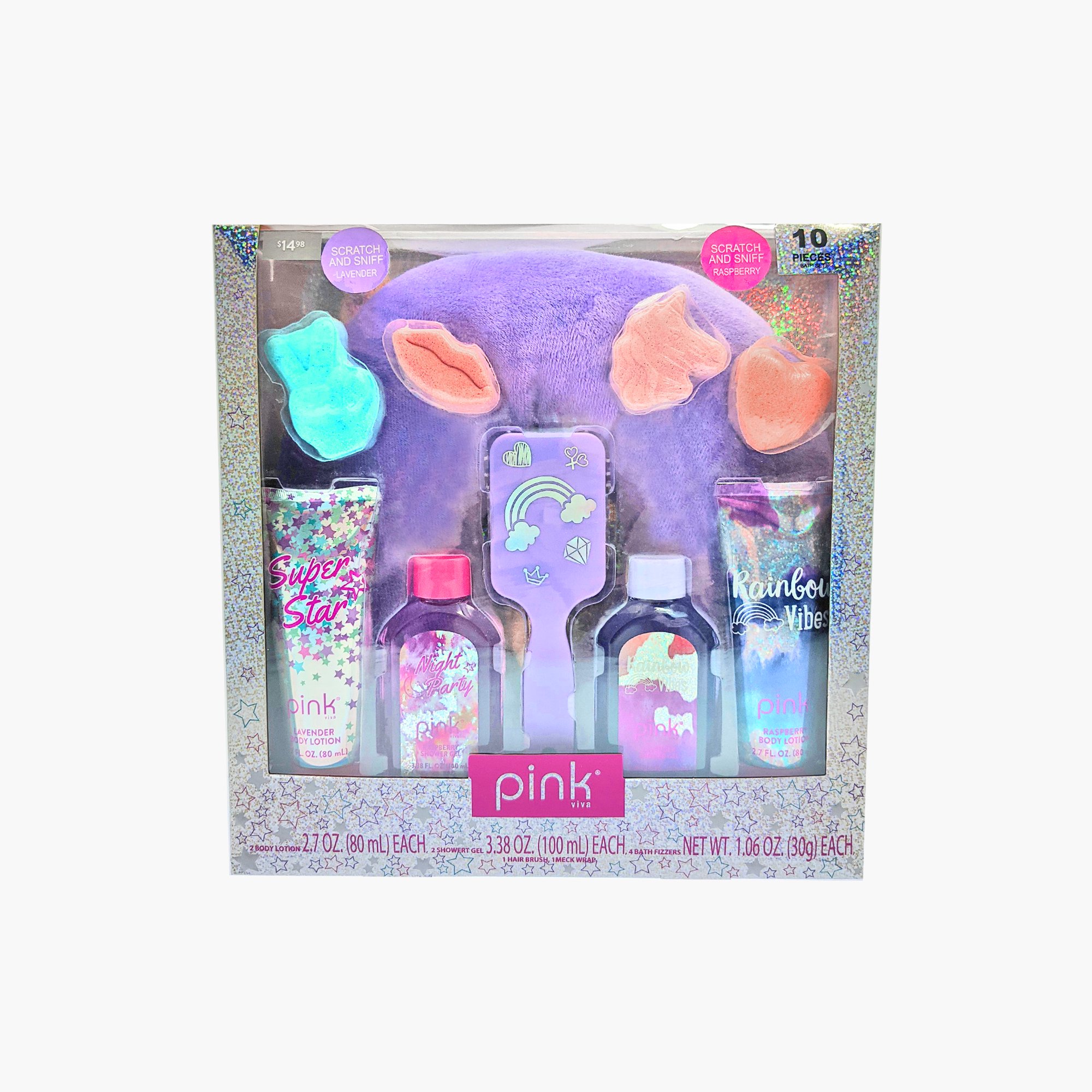Children Purple Viva 10 Pink Piece Pink Polyester Pillow Bath Set