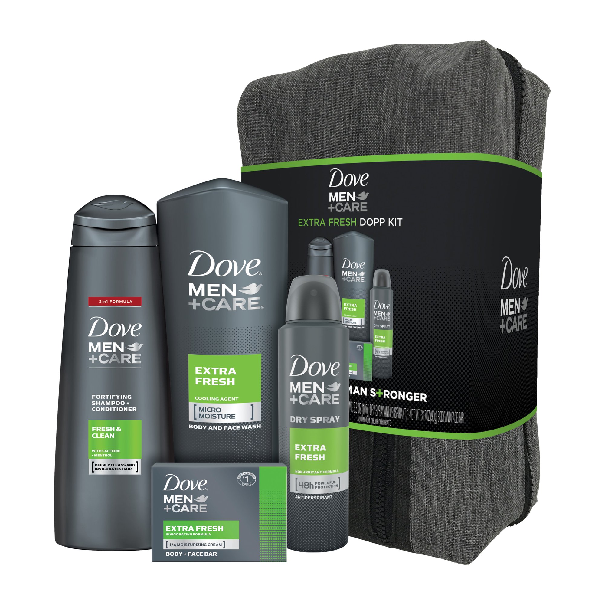 Dove Men+Care 4-Pc Gift Set Extra Fresh with Toiletry Bag