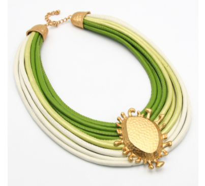 Faux Leather Pendant Necklace Set