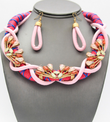 Gem Rope Collar Necklace Set
