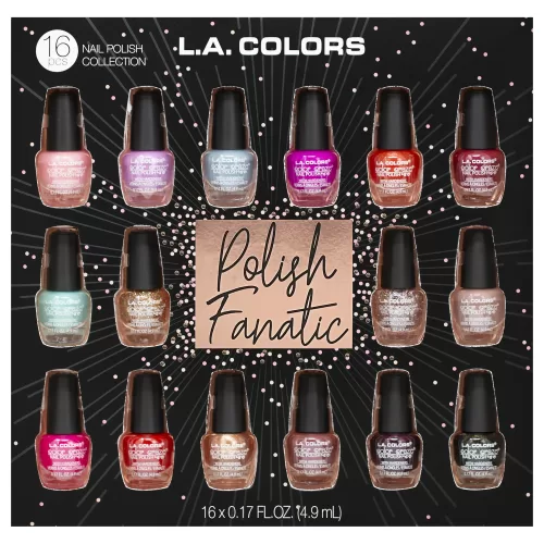 L.A. COLORS Holiday Fanatic Nail Polish Gift Set, 16 pc