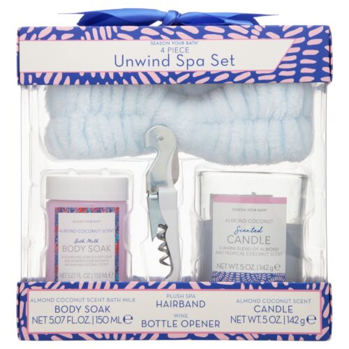 Season Your Bath Almond Coconut Gift Set with Wine Bottle Opener
