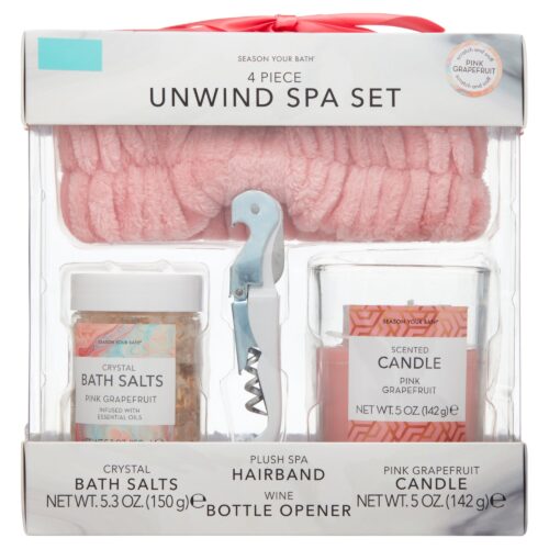 Season Your Bath Pink Grapefruit Gift Set with Wine Bottle Opener