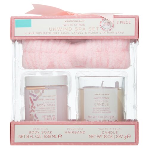 Season Your Bath White Citrus Spa Set w/ Headband