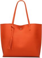 bag Women's Soft Faux Leather Tote - Orange