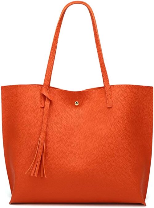 Women's Soft Faux Leather Tote - Orange (Available Soon)